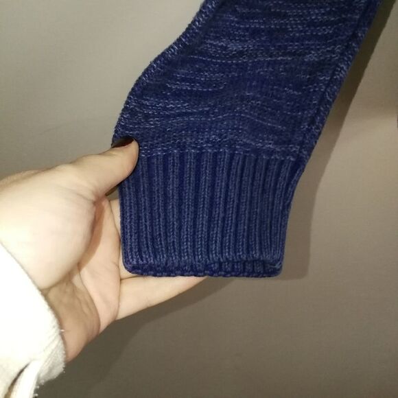 Men URBAN OUTFITTERS / KOTO Blue Cable Knit Cotton Crenwneck Sweater Size Medium - Picture 7 of 13